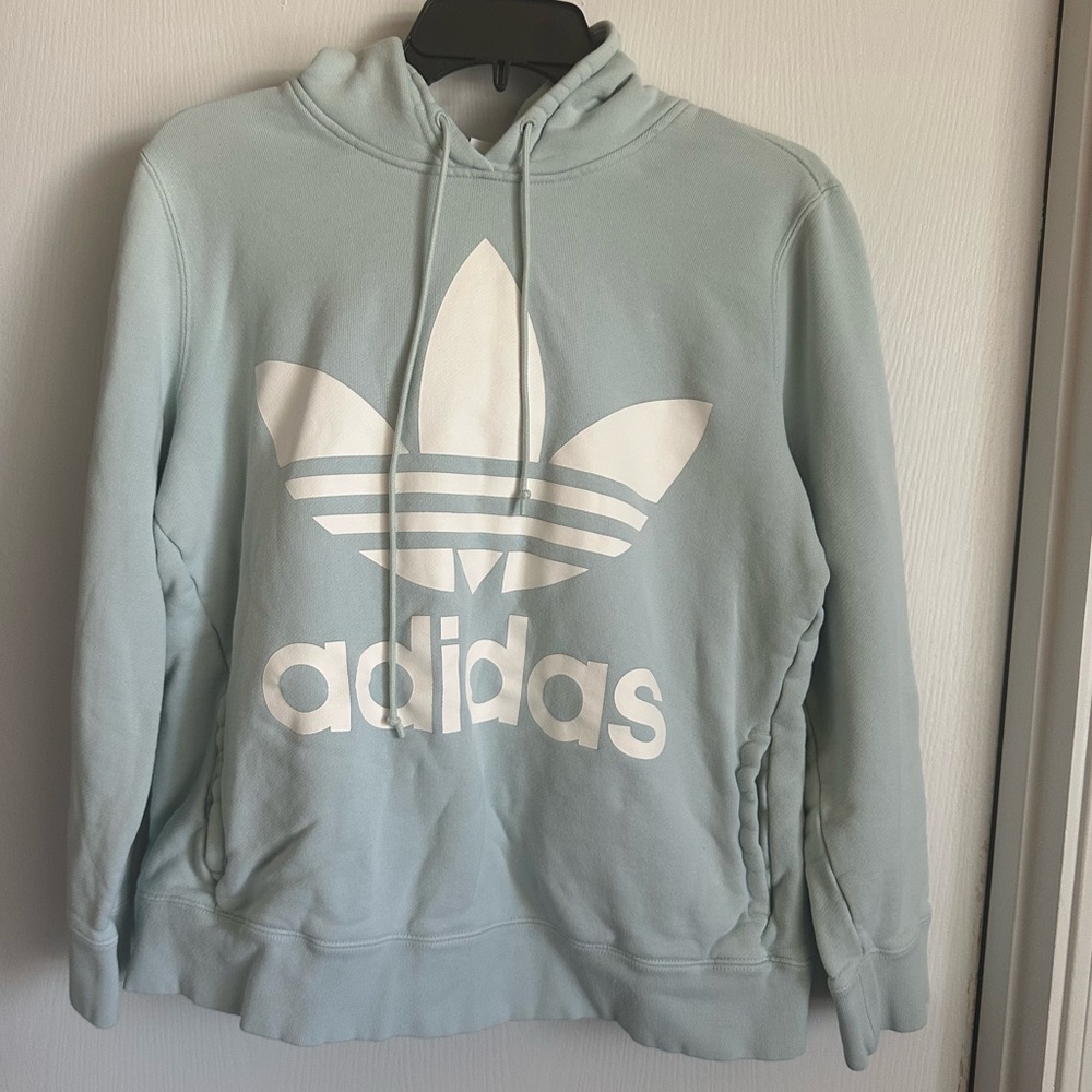 Adidas Light Blue Hoodie with White Logo